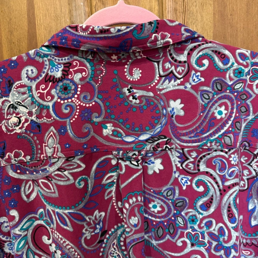 Mainstreet Blues Womens Paisley Print Long Sleeve Button Up Shirt Top Tunic 1X - Picture 4 of 5